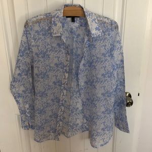 Banana Republic Blue and White Dillon Blouse